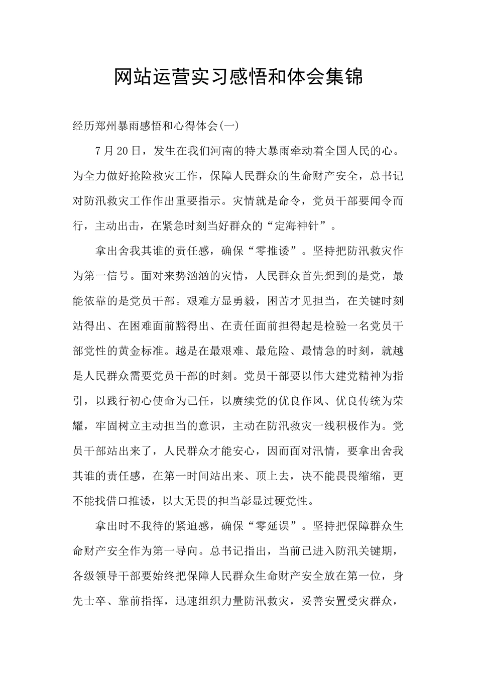 网站运营实习感悟和体会集锦_第1页