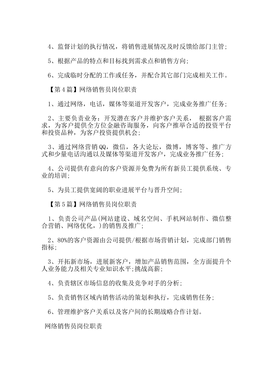 网络销售员的岗位职责_第2页