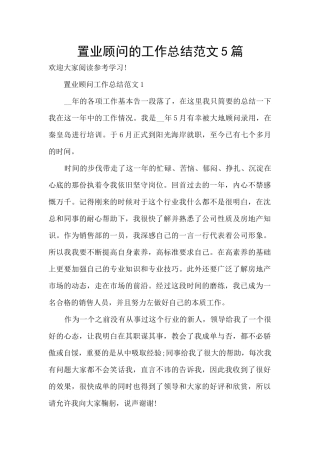 置业顾问的工作总结范文5篇