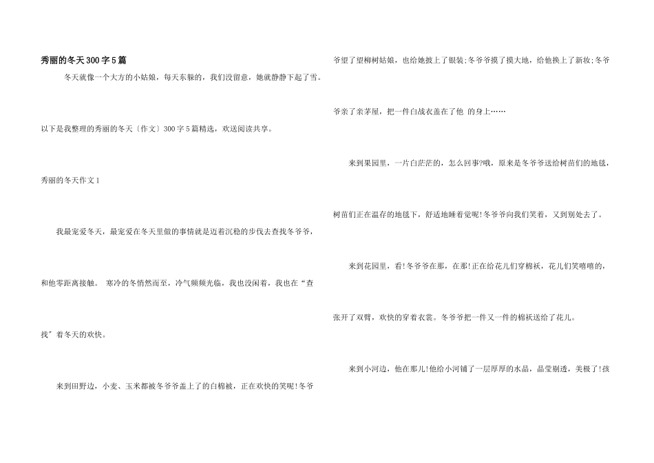 美丽的冬天300字5篇_第1页
