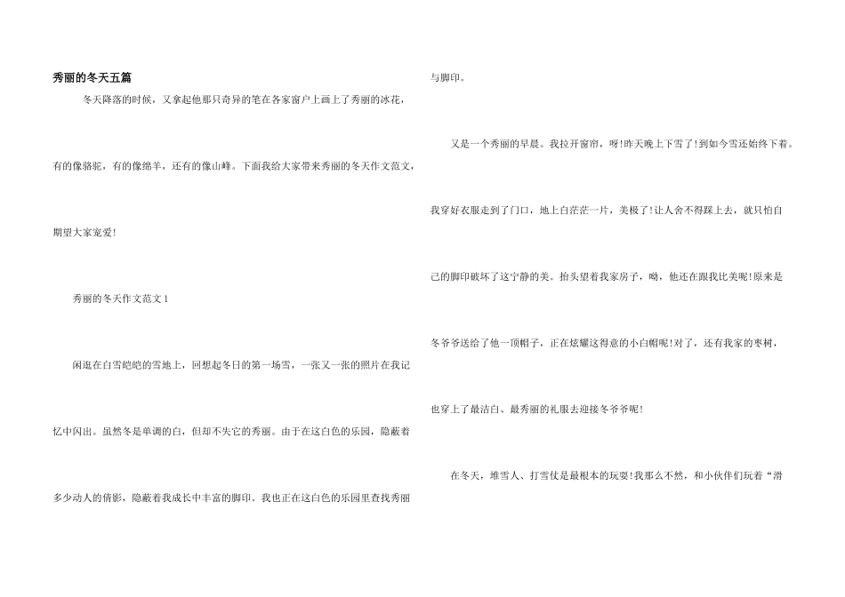 美丽的冬天五篇_第1页