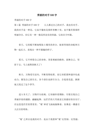 美丽的对手500字