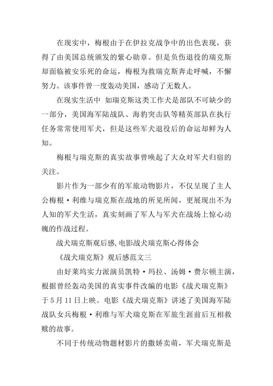 美国战争电影《战犬瑞克斯》观后感5篇范文_第2页