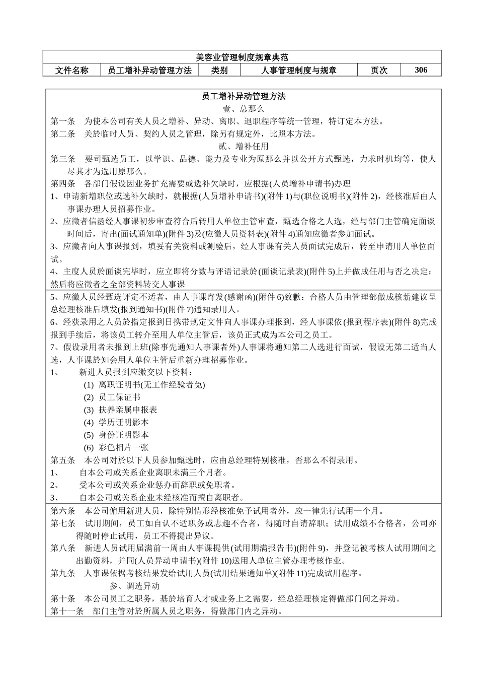 美容业管理制度：员工增补管理_第1页