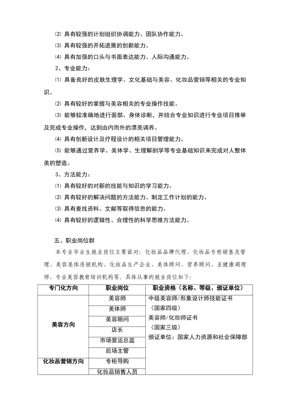 美容美体专业人才培养方案_第2页