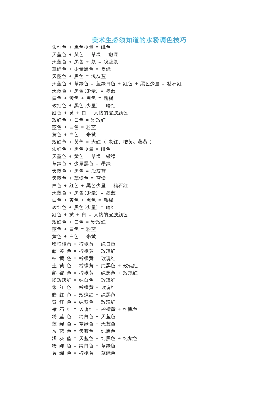 美术生必须知道的水粉调色技巧_第1页