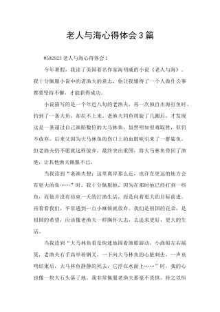 老人与海心得体会3篇