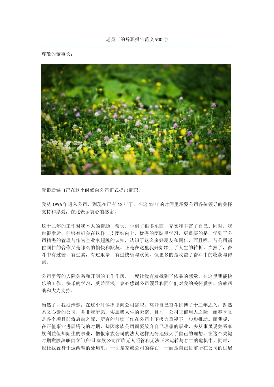老员工的辞职报告范文900字_第1页