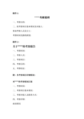 考察提纲及考察报告模板