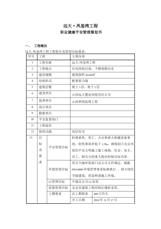 职业健康安全管理策划书