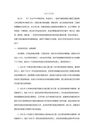 职称主要工作业绩