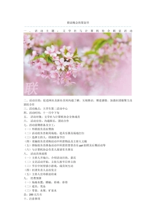 联谊晚会的策划书