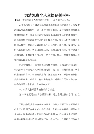 肃清流毒个人查摆剖析材料