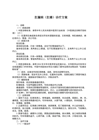 肛漏病诊疗方案