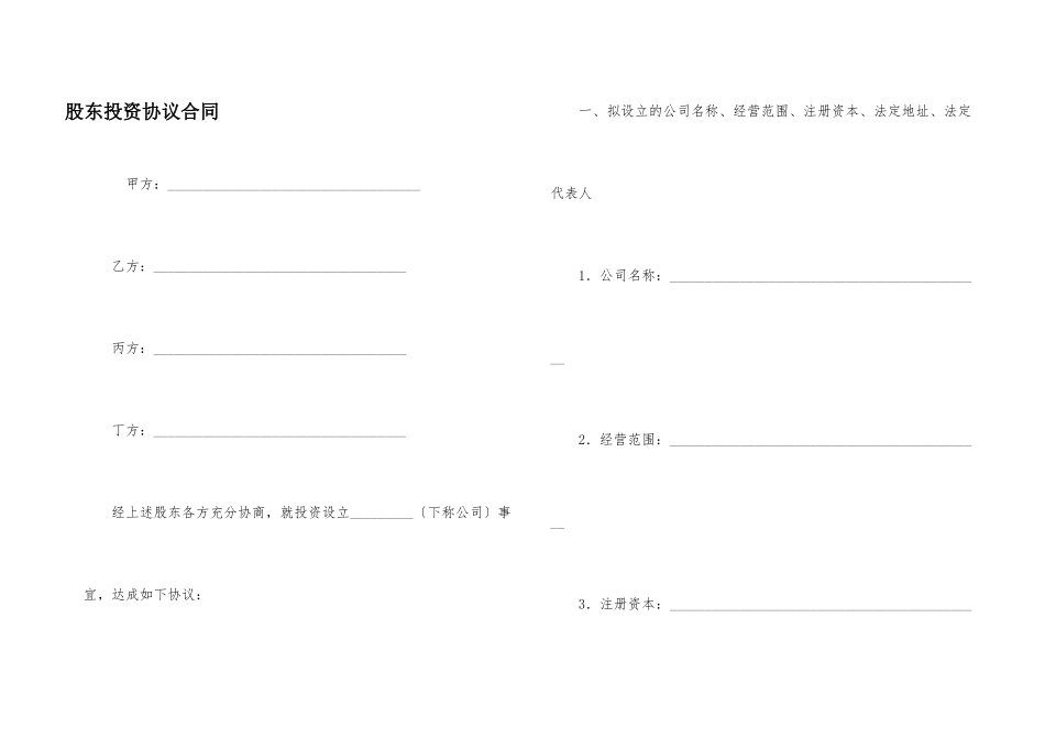 股东投资协议合同_第1页