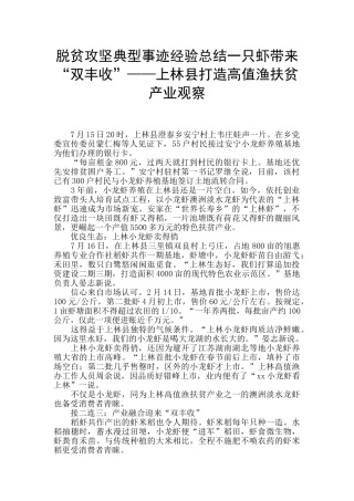 脱贫攻坚典型事迹经验总结一只虾带来“双丰收”——上林县打造高值渔扶贫产业观察