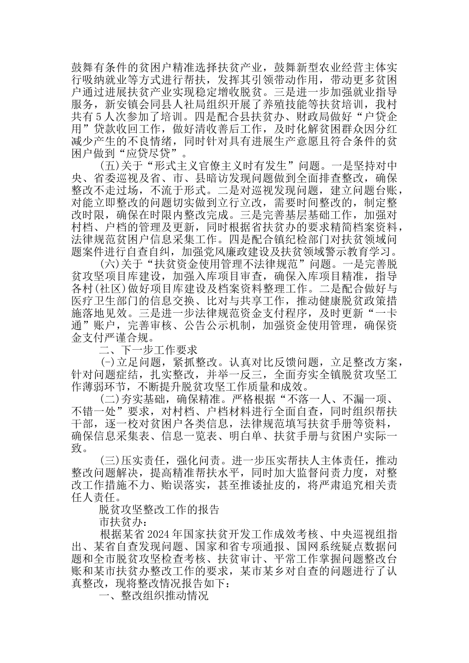 脱贫攻坚整改工作的报告_第2页