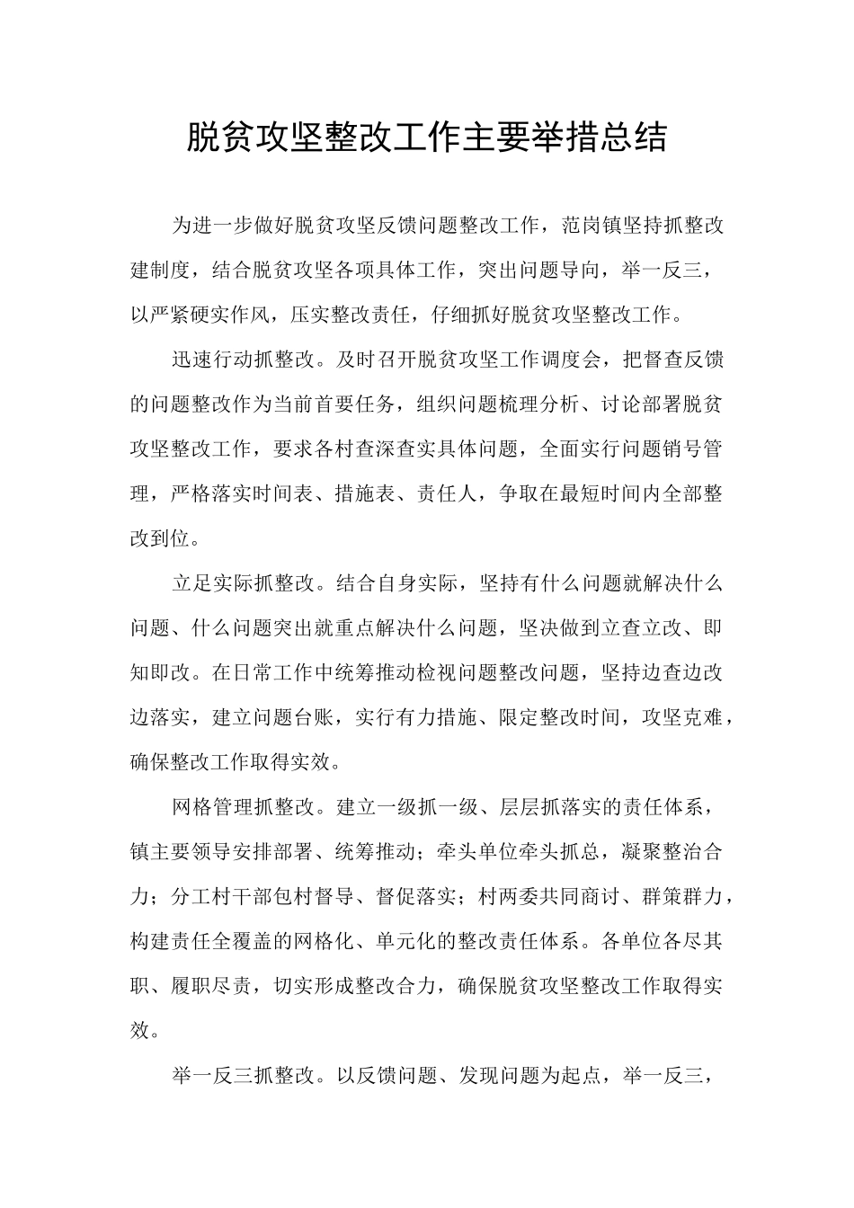 脱贫攻坚整改工作主要举措总结_第1页