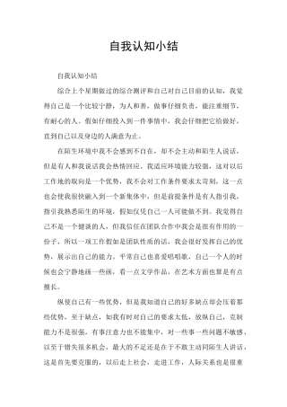 自我认知小结