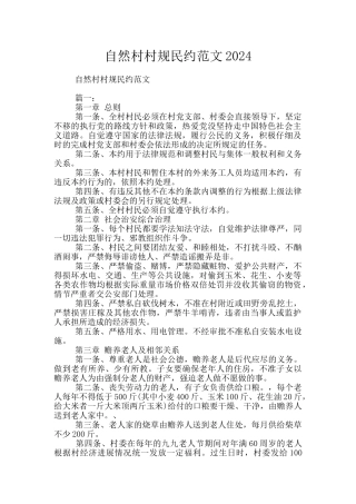 自然村村规民约范文2024