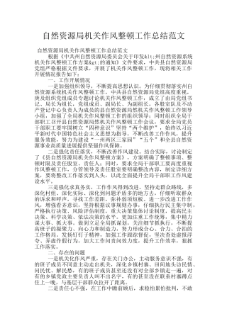 自然资源局机关作风整顿工作总结范文