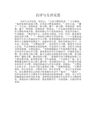 自评与互评反思