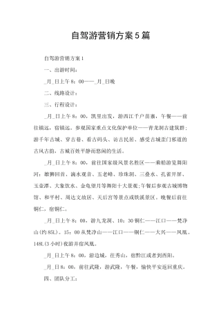 自驾游营销方案5篇