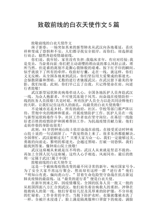 致敬前线的白衣天使作文5篇