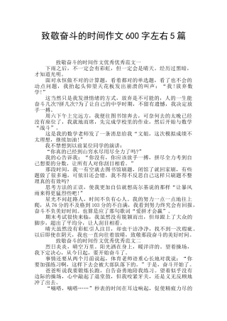 致敬奋斗的时光作文600字左右5篇