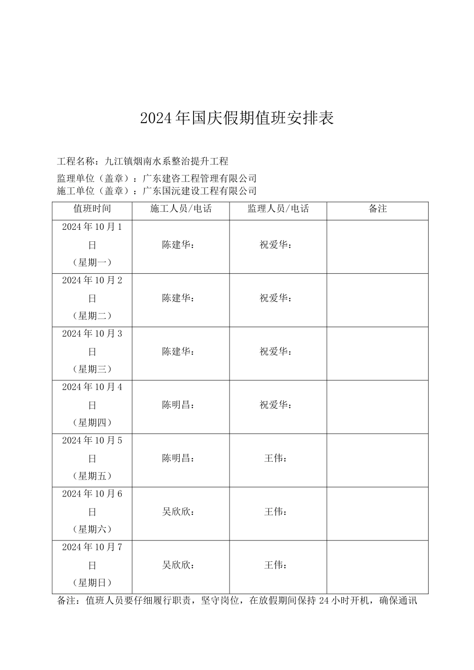 节假日值班安排表_第2页