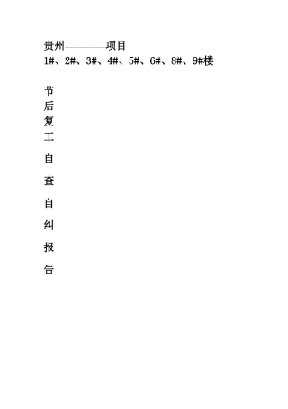 节后复工自查自纠报告