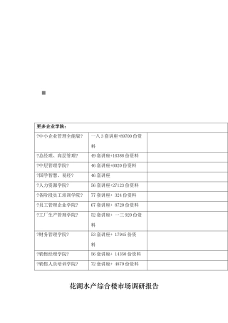 花湖水产综合楼市场调查报告