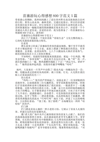 苗寨游玩心得感想800字范文5篇