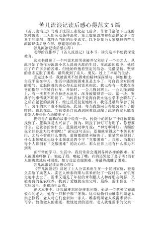 苦儿流浪记读后感心得范文5篇