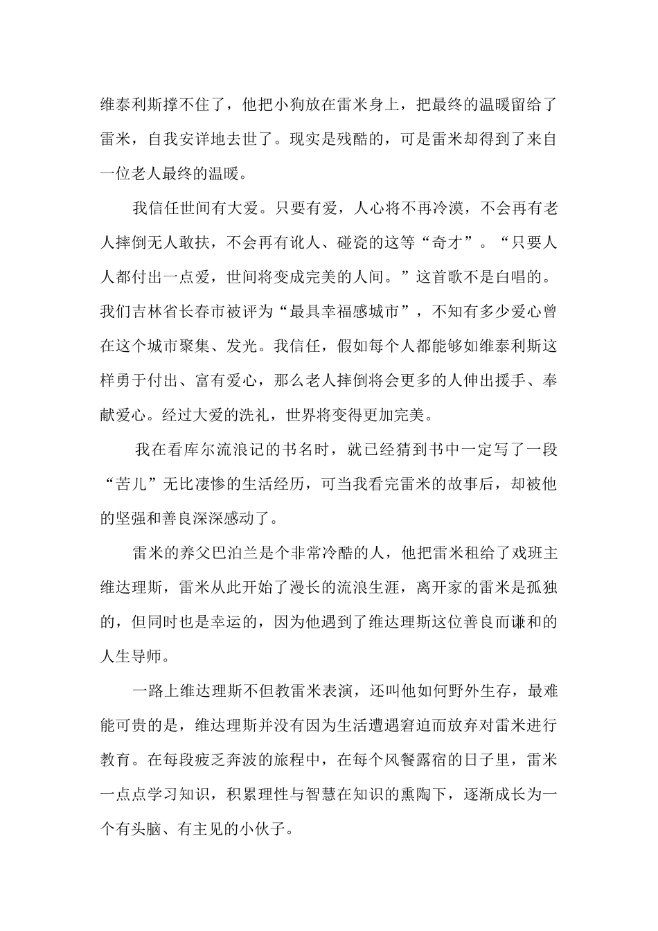 苦儿流浪记读后感心得_第3页