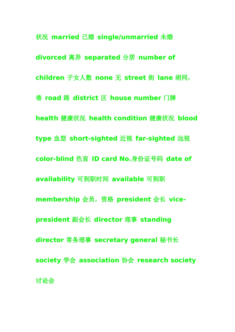 英文简历常用词_第2页