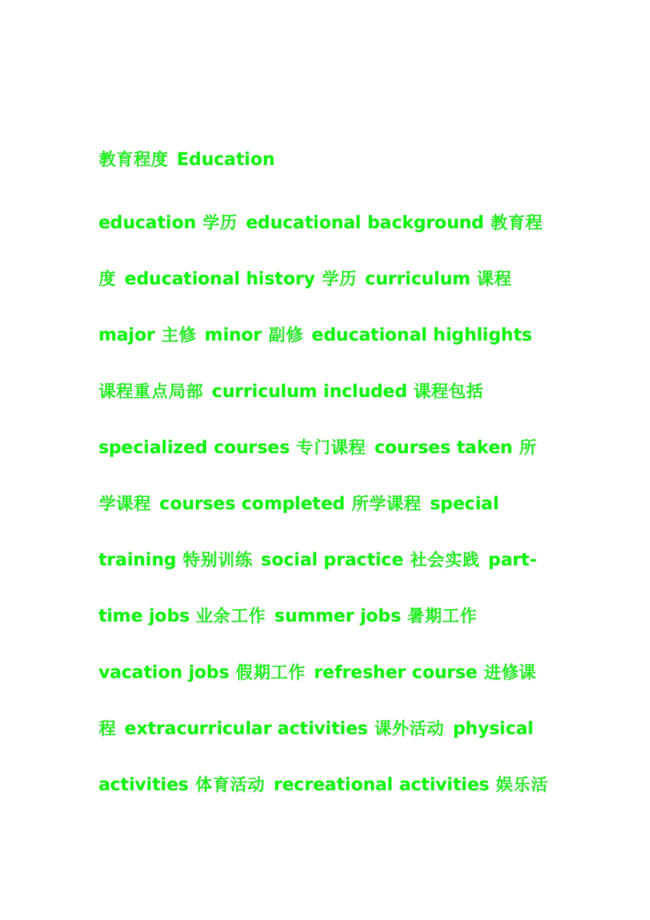 英文简历常用词_第3页