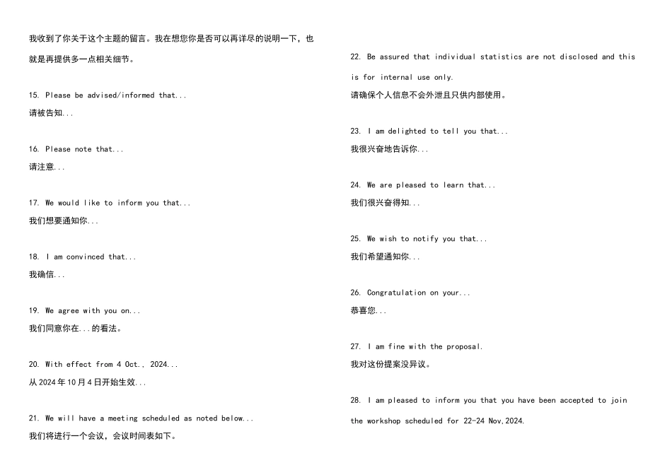 英文邮件常用句型_第2页