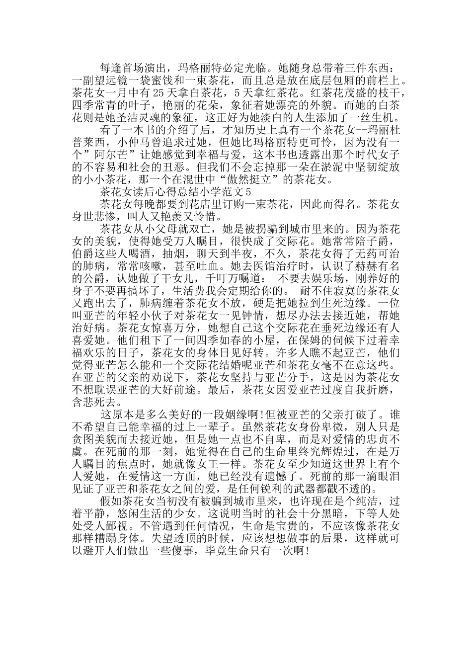 茶花女读后心得总结小学范文5篇_第3页