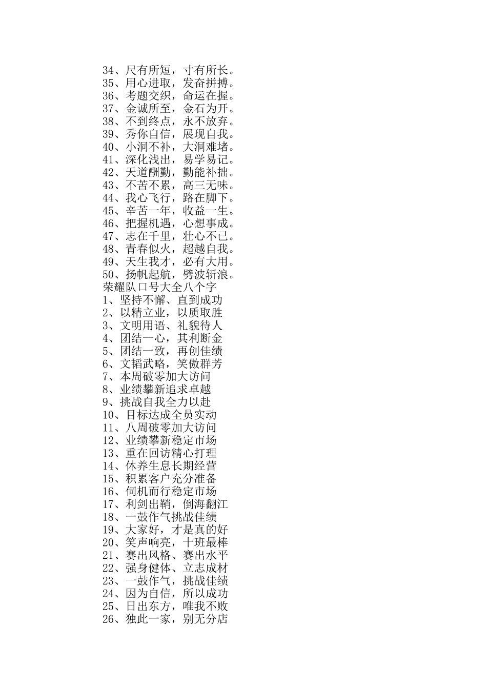 荣耀队口号大全八个字_第3页