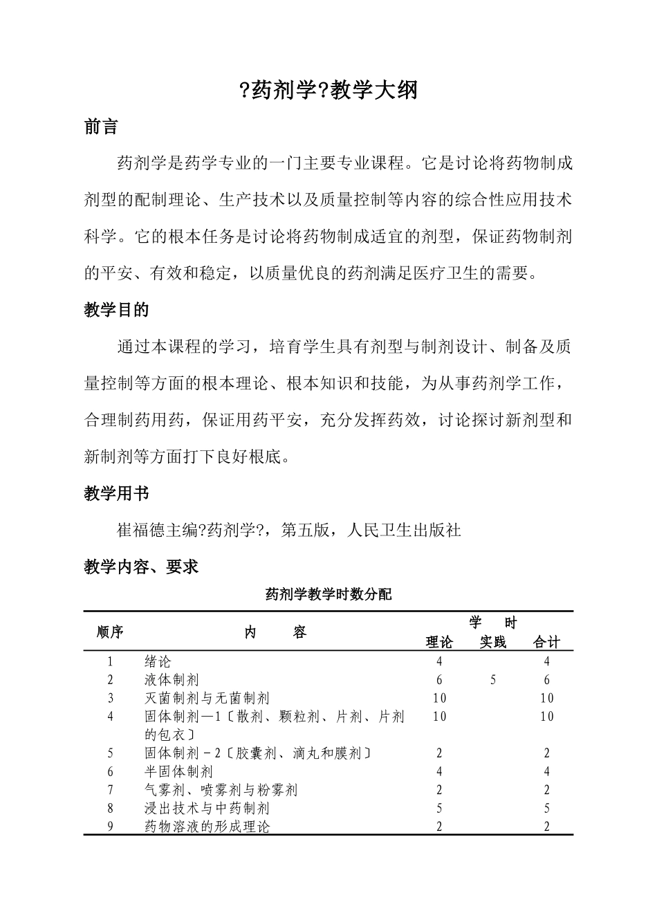 药剂学教学大纲_第2页