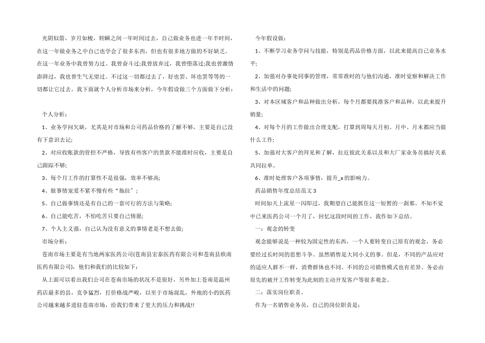 药品销售年度总结5篇_第2页