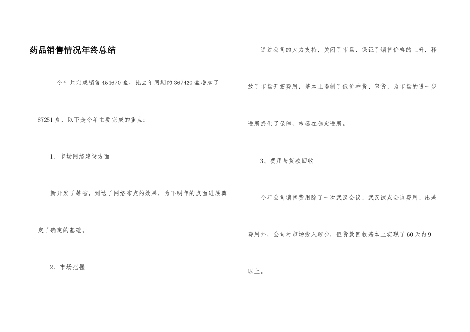 药品销售情况年终总结_第1页
