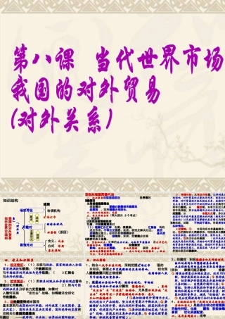 第八课 当代世界市场和我国的对外关系（专题复习）