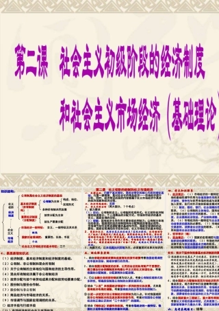 第二课 社会主义初级阶段的经济制度和社会主义市场经济（专题复习）