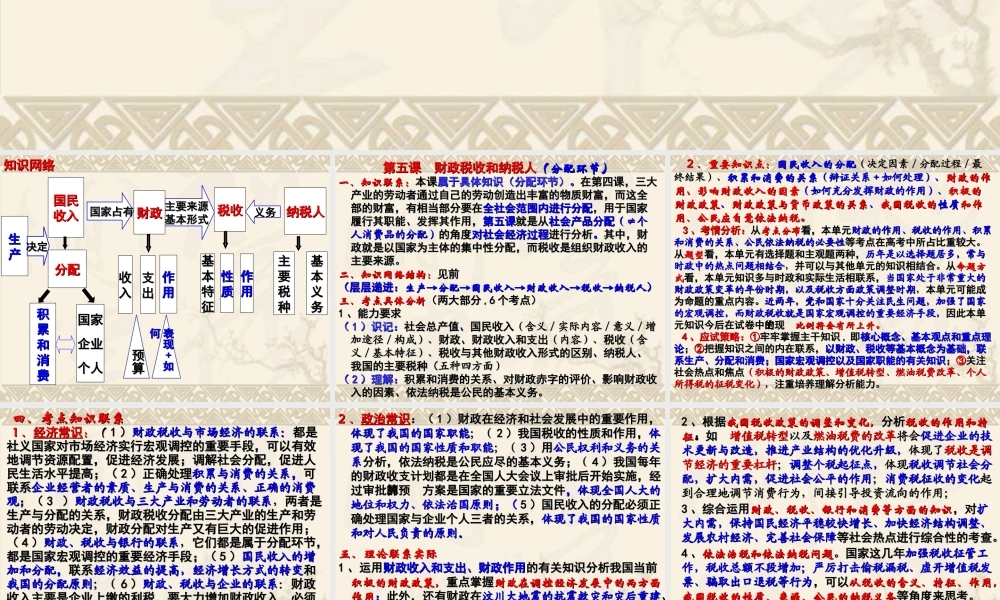 第五课 财政税收和纳税人（专题复习）