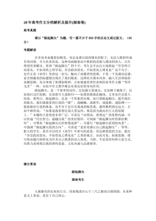 高考作文分档解析及提升(湖南卷)