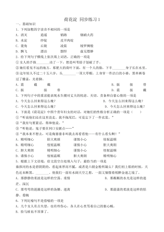 高中语文荷花淀 同步练习基础知识