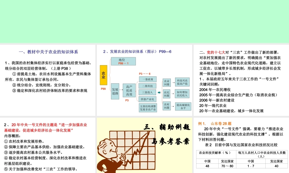 三农专题加强农业基础建设促进城乡经济一体化发展高考文综