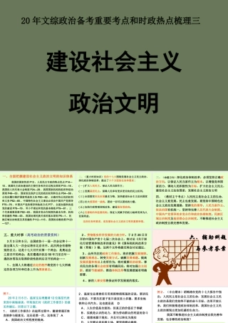 政治文明专题 20年文综政治备考重要考点和时政热点梳理三